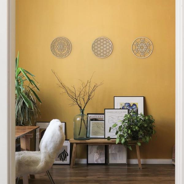 Sacred Geometry Wood Wall Art Set, Zen Home Decor for Yoga/Meditation, Wooden Wall Hanging Sculptures