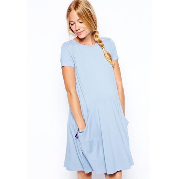 Plus size maternity dresses clothes with 2 front pockets wholesale