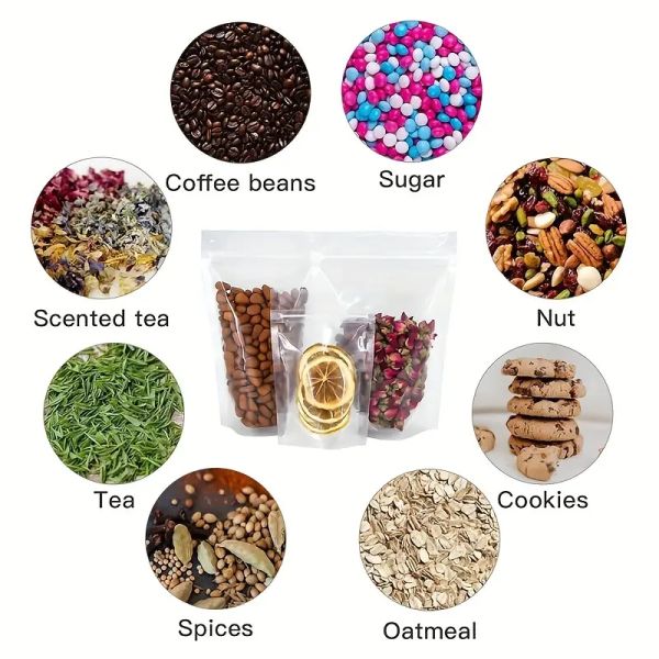 Premium Quality Zip Lock Resealable Stand up Pouch Full Clear Plastic Packaging Bag for Food Storage