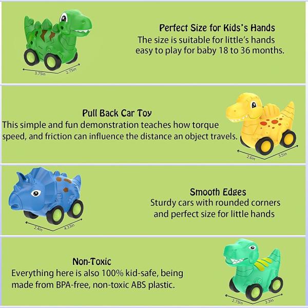 18M Kids Toddler Friction Power Dino Car Toy Perfeito Natal Presente Surpresa de Aniversário