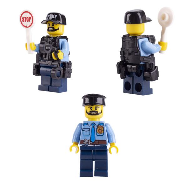 MOC character career model policemen accessories city traffic police mini figures building blocks