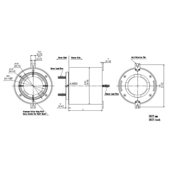 A través del anillo de resbalón de agujero de hueco de 80 mm agujero de dia material de contacto de metales preciosos