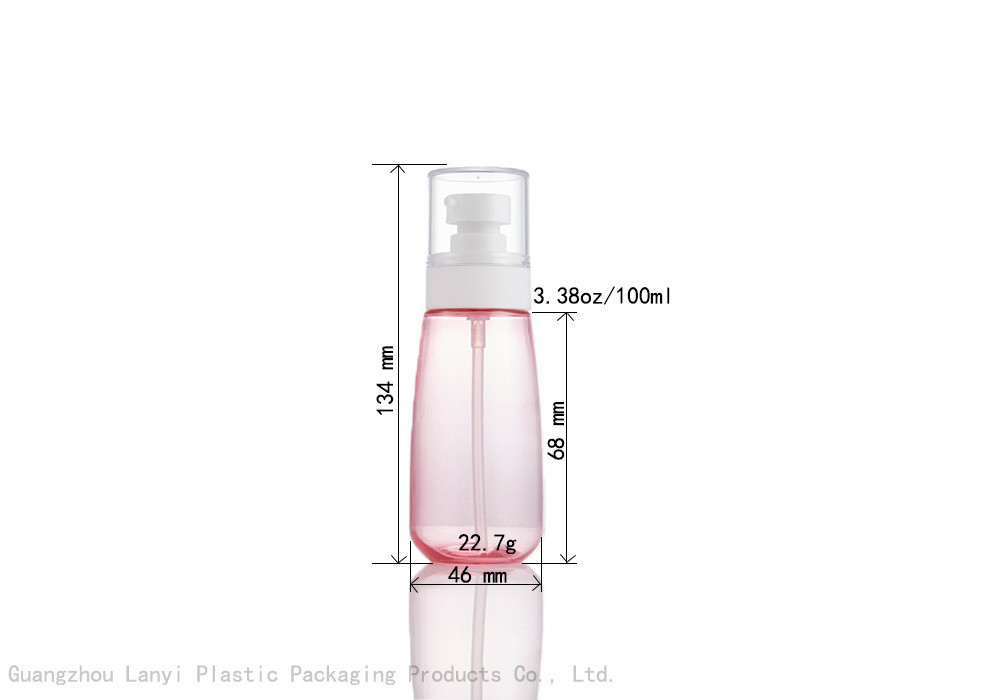 Прозрачная розовая бутылка брызг тумана стороны 3.38oz 100ml