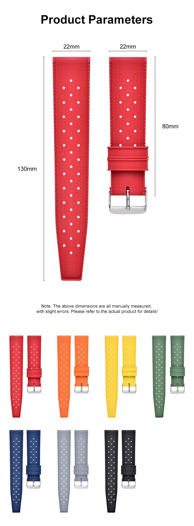 Hole Pattern Fkm Rubber Strap With Buckle Closure