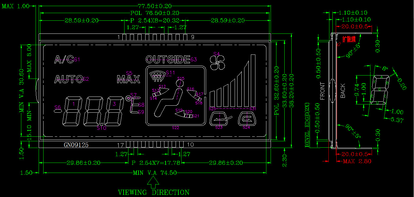 Автомобильный контроллер кондиционирования воздуха HTN LCM Lcd Seven Segment Display