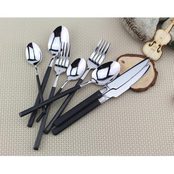 Flatware High quality gold plating Stainless steel cutlery dinnerware set black handle