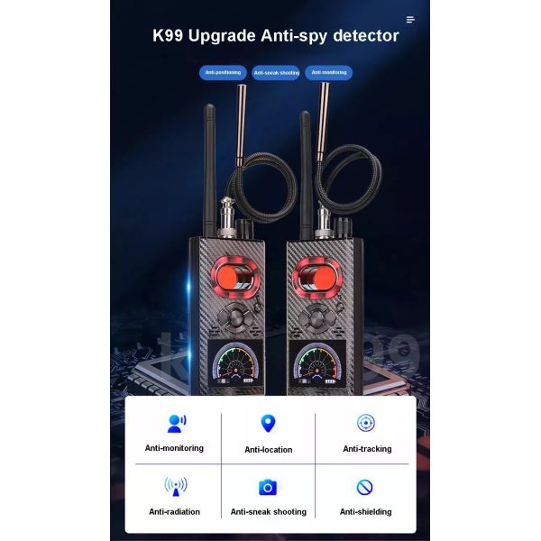 1MHz - 6.5GHz RF Portable K99 Wireless Signal Detector RF Scanner Alarms Built In LION Battery