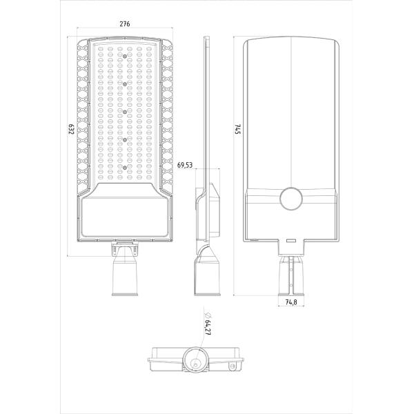 Lámparas de calle LED de 200W Iluminación comercial IP65 a prueba de agua para jardín
