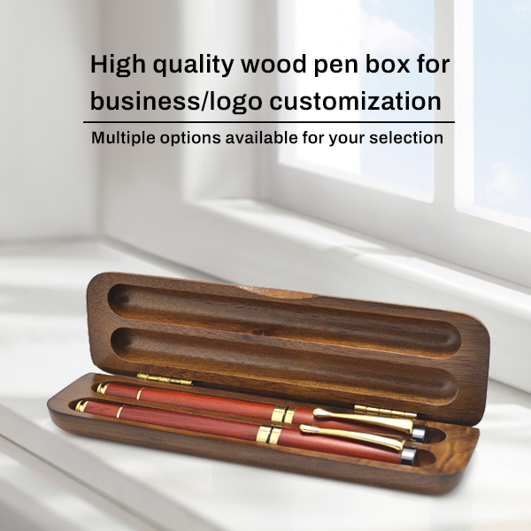 High Quality  Custom Logo Natural Solid Wooden Pen Gift  Box for Business Gift