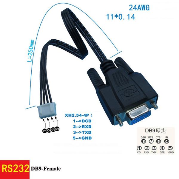 DB9 RS232 Serial DCD RXD TXD GND Port to 4-pin JST-XH 2.54mm Connector Extend Cable