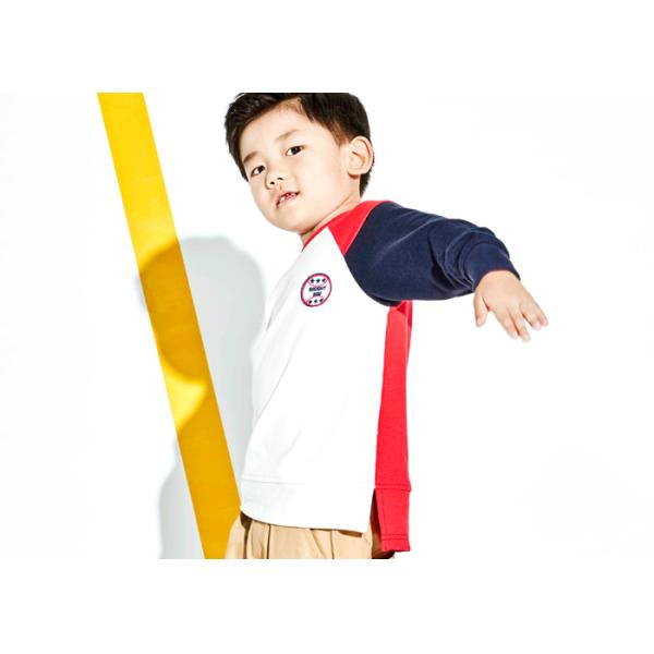 Cute Patched Kids Boys Clothes French Terry Sweatshirt Breathable Anti Wrinkle