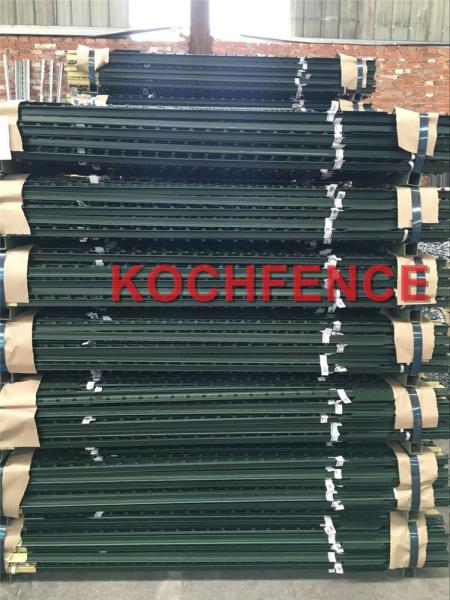 Studded 6ft Green Painted Use Steel Fence Posts For Wood Fences / Garden Decoration