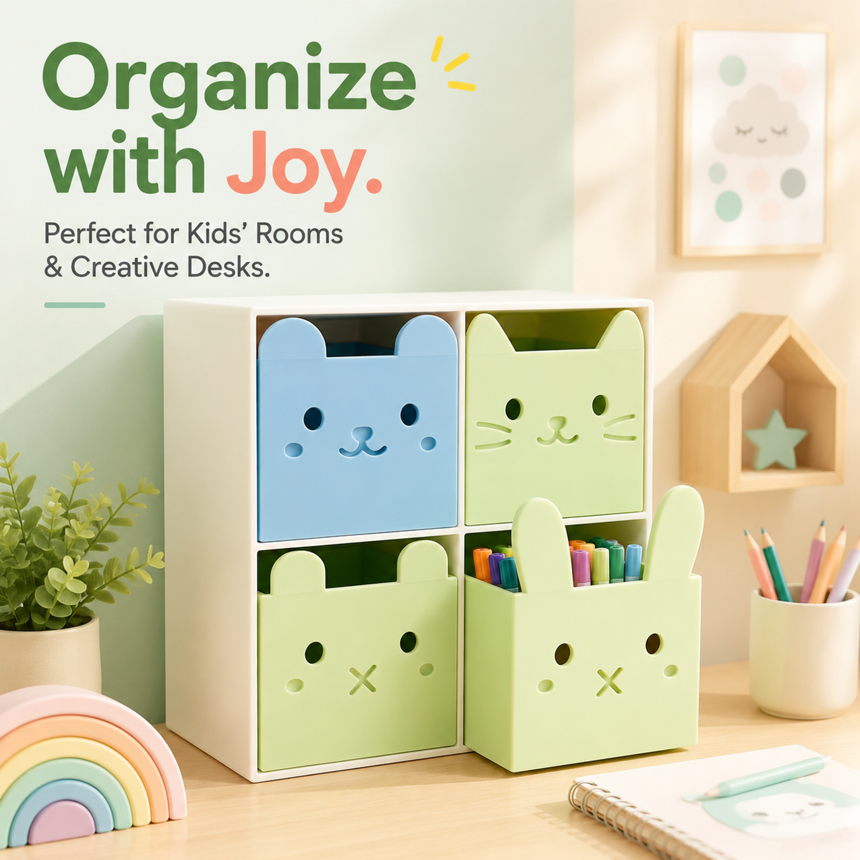 Desktop Storage 3D Printed Decor Modular Interlocking Structure Box For Kid Room