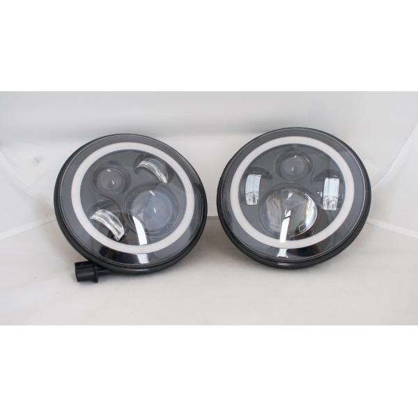 Black Chrome 7 Inch Round LED Headlights , IP67 4X4 40w LED Headlight