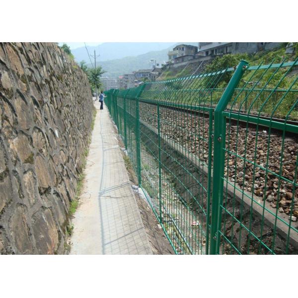 Green Powder Coated Steel Wire Fencing Security For Highway , 48mmx1.0mm Size