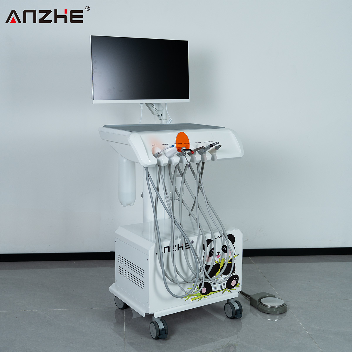 Portable Veterinary Dental Unit with HD Oral Camera and All In One Computer Built In Air Compressor Veterinary Dental Workstation for Animal Dental Clinics