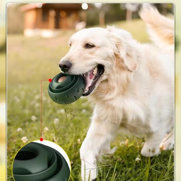 Refillable Slow Feeder Dog Ball Rubber Dog Food Ball Toy Durable