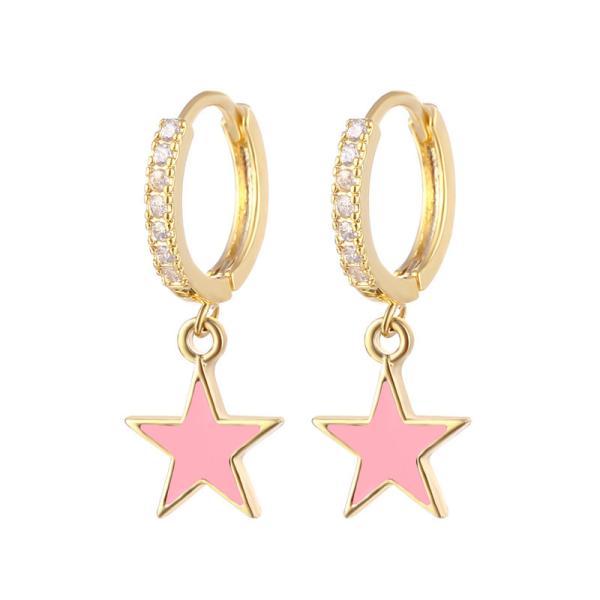 Colores de esmalte de la estrella de la correa de los aretes reales 925 de plata esterlina de los aretes de rodio