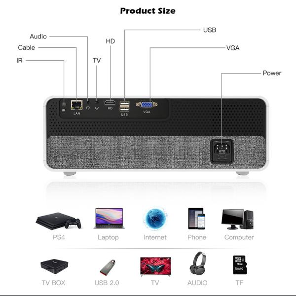 Q9 1080P 9500 Lumens Projector Smart Rich Interfaces HDMI VGA RJ45 Projector