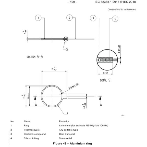 IEC 62368 Cl 9.6.2 Fig 47/48/49 Steel Disc Aluminum Ring Aluminum Foil