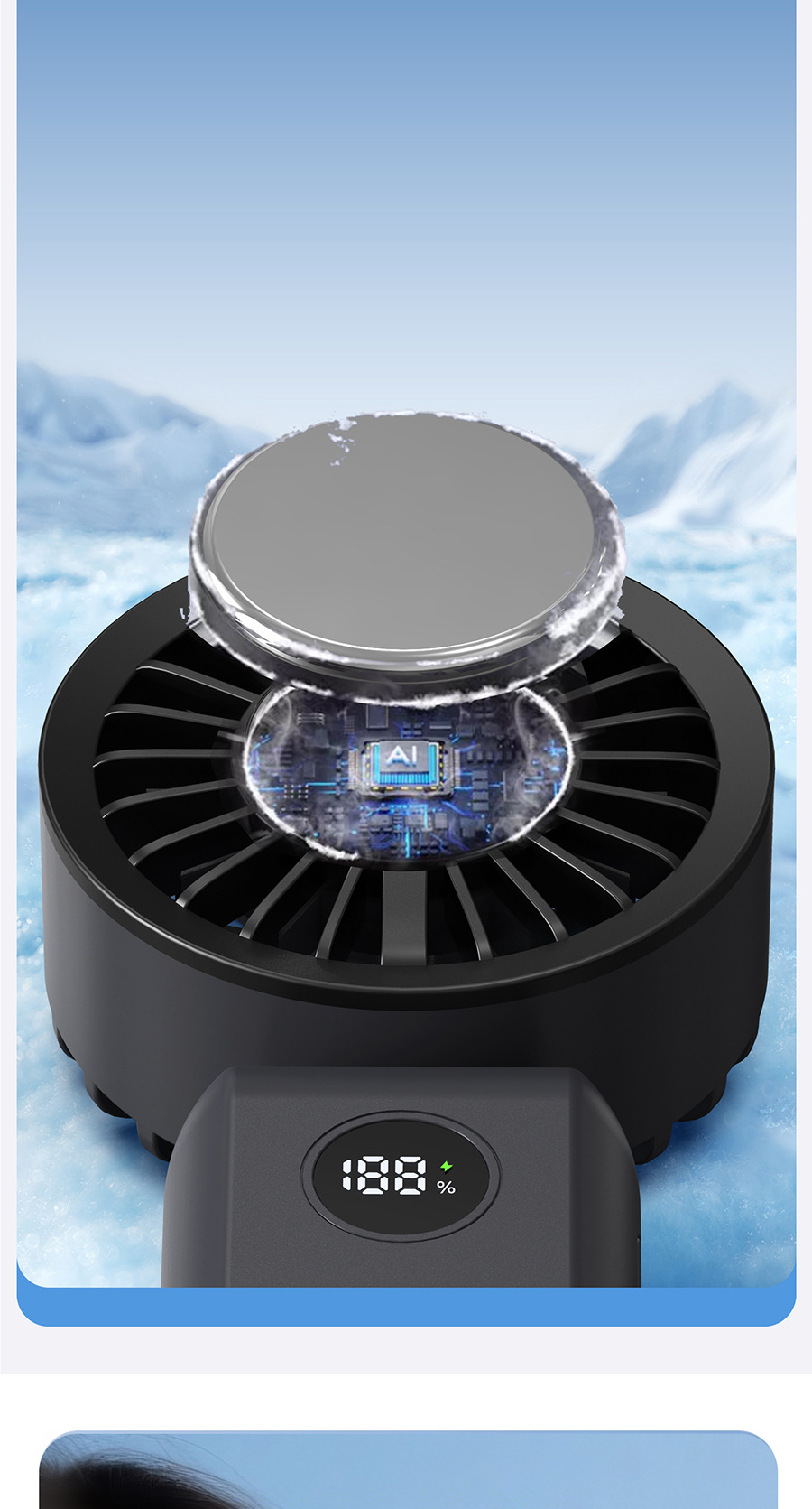 Digital Display Foldable Handheld FanMini Portable USB Fan for Home and Travel