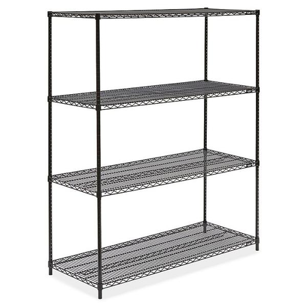 Basic 4 - Layer Kitchen Storage Racks / Black Wire Shelving Unit 42