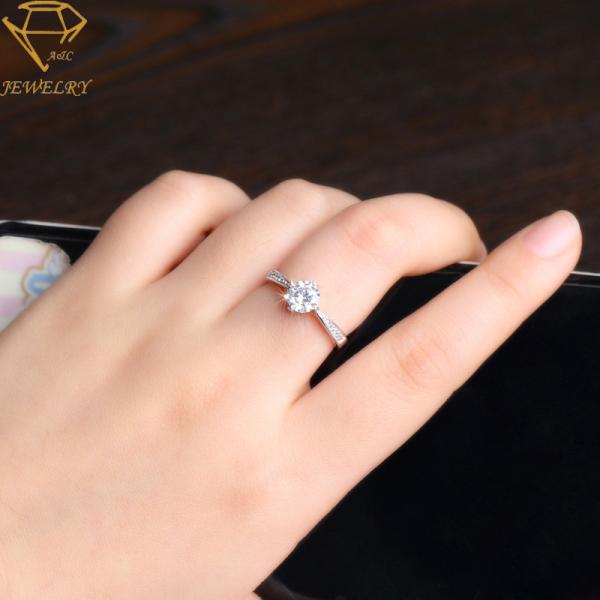 3A Cubic Zirconia Sterling Silver Custom Wedding Rings For Women