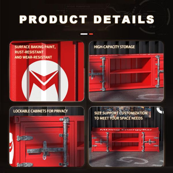 Household Container Cabinet Red Metal Industrial TV Cabinet From Durable Materials