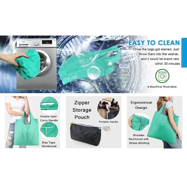Reusable Grocery Bags，Large Washable Foldable Shopping Bags，Heavy Duty Tote Bags With Reinforced Handles