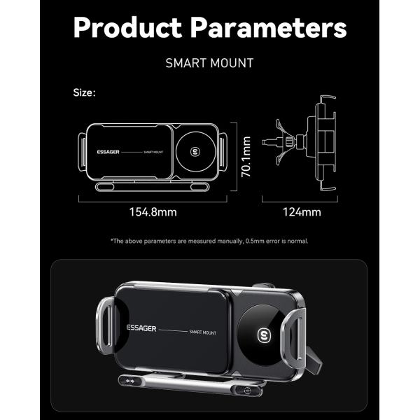 ESSAGER X01 15W Wireless Charging Car Phone Holder Mount Car Vents