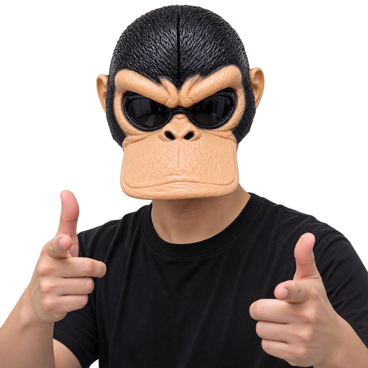 Funny Monkey Latex Hat with Sunglasses Adjustable Mesh Cap Novelty Animal Headwear for Halloween Cosplay Costume Party Prank Festival Carnival Outdoor Events Adult Costume Accessory