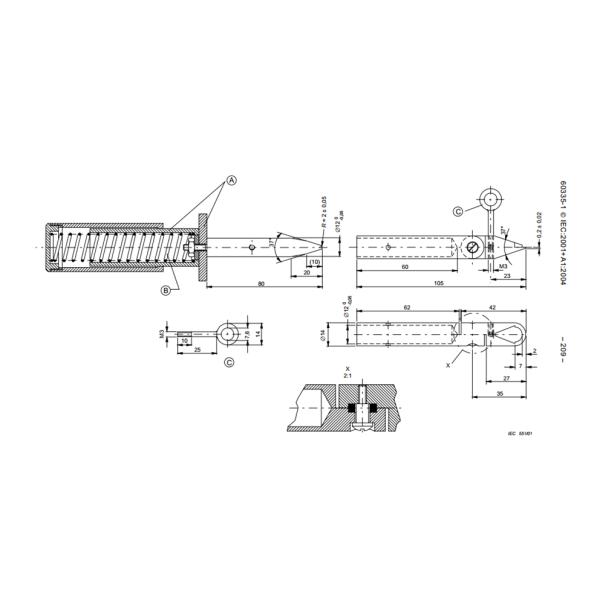 IEC 60335-1 Live Parts Test Finger Nail Φ12mm With 50N Built - In Force
