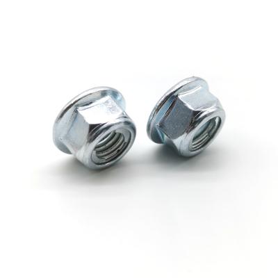 Contraporca branca azul da flange do zinco M10x1 25 das porcas da flange do aço carbono da baixa força ISO7044