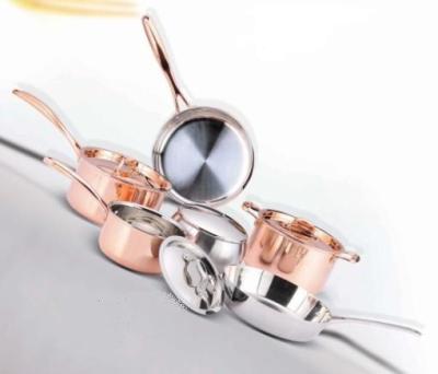 Milk pot and frypan 10Pcs Tri-ply Copper cookware set SHXYY-01-3