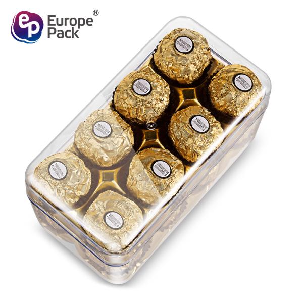 Eco friendly double layer rectangle shape luxury chocolate box with golden tray