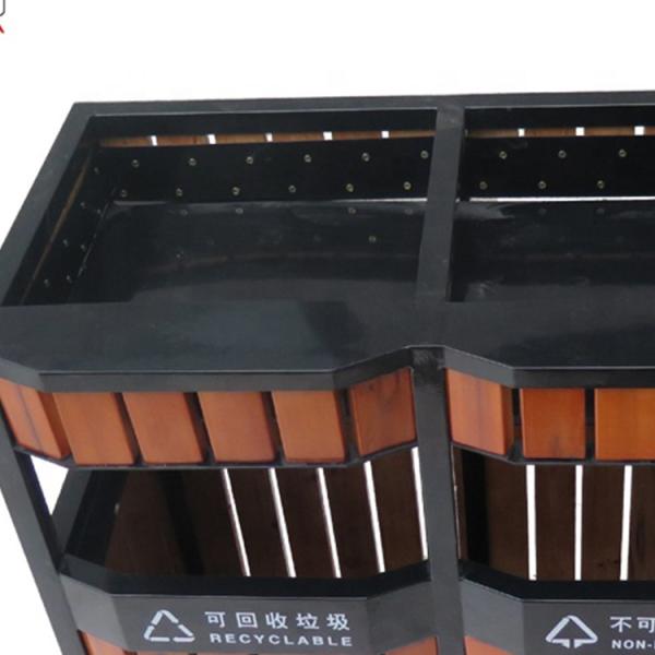ISO14001 11.8gal Outdoor Wooden Trash Can With Plant Pot