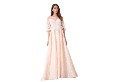 O Neck Half Sleeve Evening Dresses / Royal Prom Party Dress For Dinner