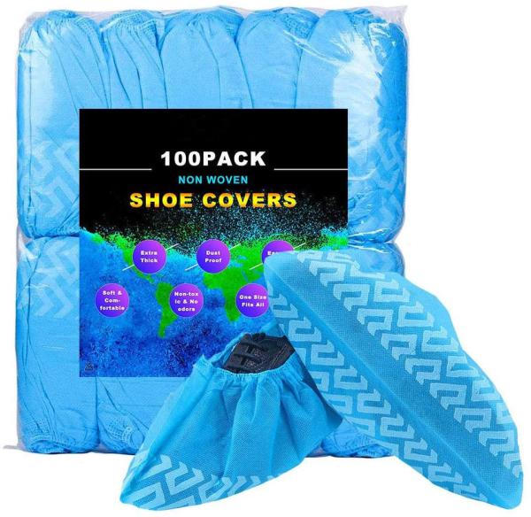 Non Woven Plastic Pp Pe Blue Protection Shoe Covers Cpe Waterproof Medical Anti Slip Disposable Shoe Cover For Hospital