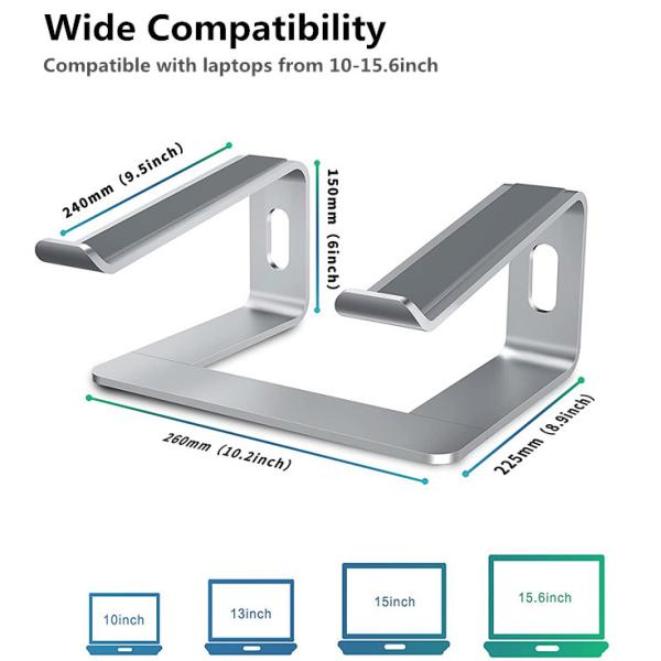Ergonomic 6061 Aluminum Notebook Stand Mill Finish Anodized