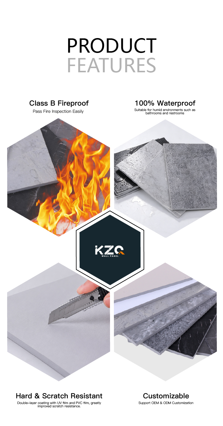 Bathroom Wall Panel Stone Plastic Composite Wall Panel for Bathroom Wall