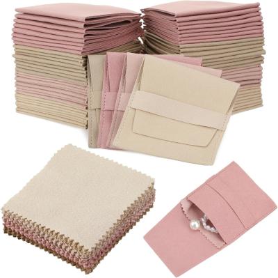 Bolsos de presente de joias de veludo de camarão de camarão de veludo embalagem envelope flap bolsa de microfibra