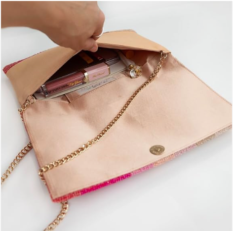 BRIDE Beaded Clutch Purse Bridal Evening Party Bag with Chain | Wedding Day Accessory, Bachelorette Party, Engagement Gift, Bridal Shower,Beadwork, Keepsake Purse, Elegant Style