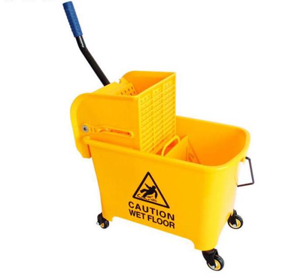 Yellow Janitorial Side Press 5.3 Gallon Mop Wringer Trolley