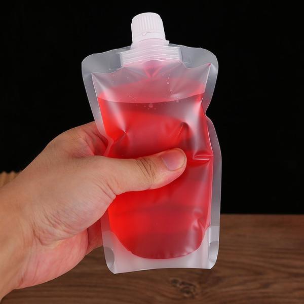 Suporte transparente impresso feito sob encomenda do produto comestível acima do saco de água potável plástico do malote do bico