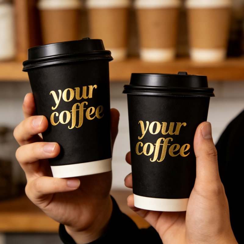 Custom Logo Printing Double Wall Coffee Paper Cup with Food Grade Material for Eco-Friendly Disposable Use