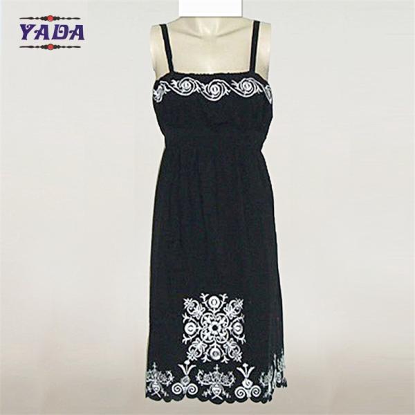 Женщины черные летучие мыши рукава вышивка элегантное платье дамы исполнительные платья сексуальные для женщин