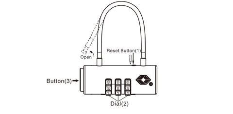 Black TSA 13223 Luggage 3 Number Lock Zinc Alloy Combination Travel Bag Lock 63.2g