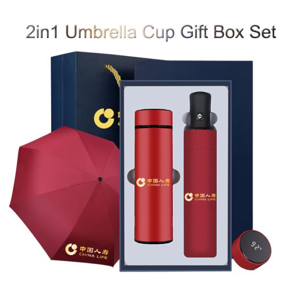 Steel Frame Notebook Thermos Cup and Umbrella Set for Business Advertising Promotions