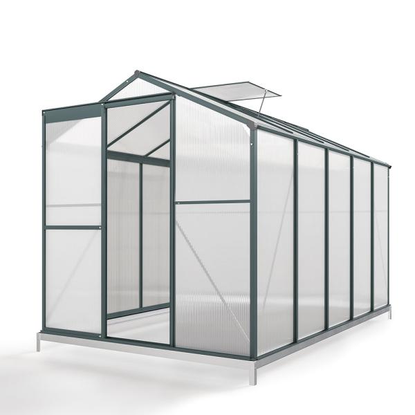 10x6 ft Transparent Garden Greenhouse Polycarbonate with 2 Vents Shed Type Transparent