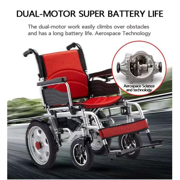 Reinforced Lightweight Foldable Electric Wheelchair Chromed Steel Multi Functional